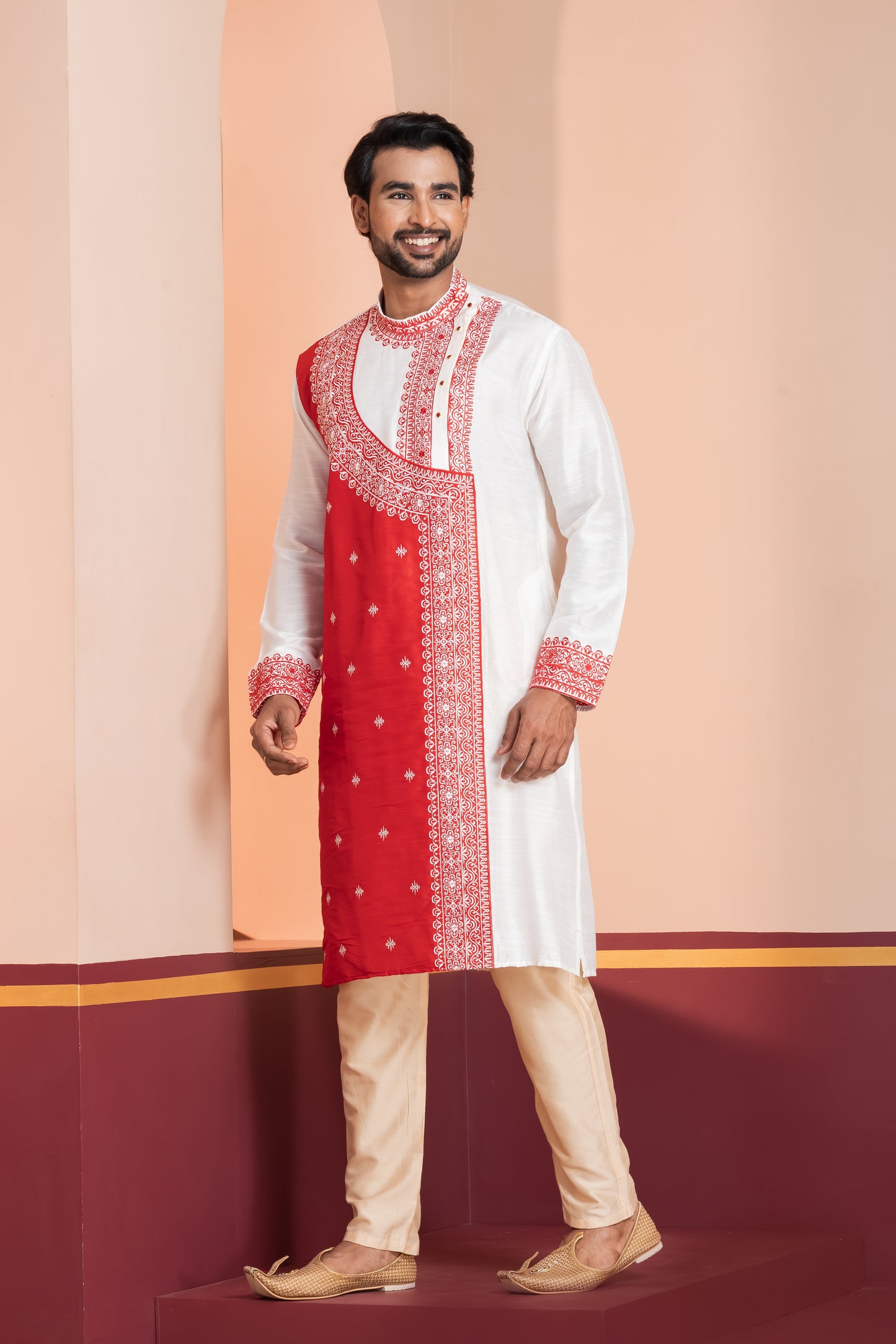 Raw Silk Side Neck Joint Panel (White)