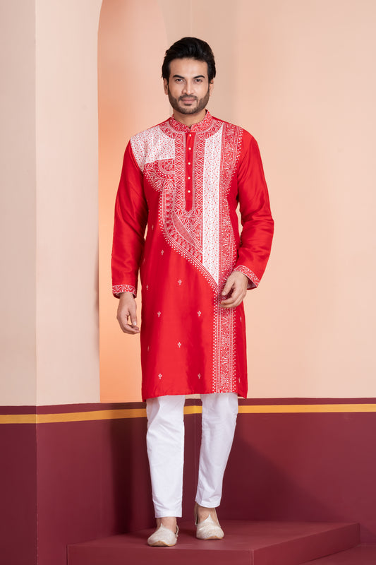 Title Raw Silk, Side Panel (Red)