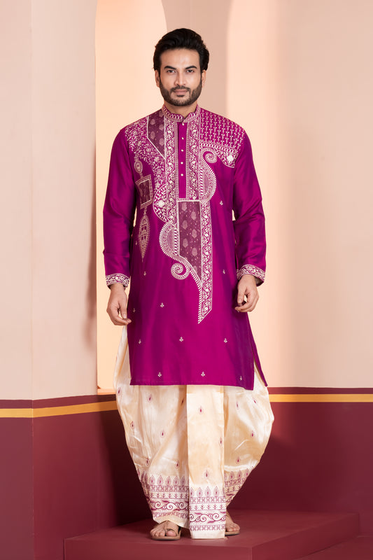 Raw Silk Embroidery (Purple)