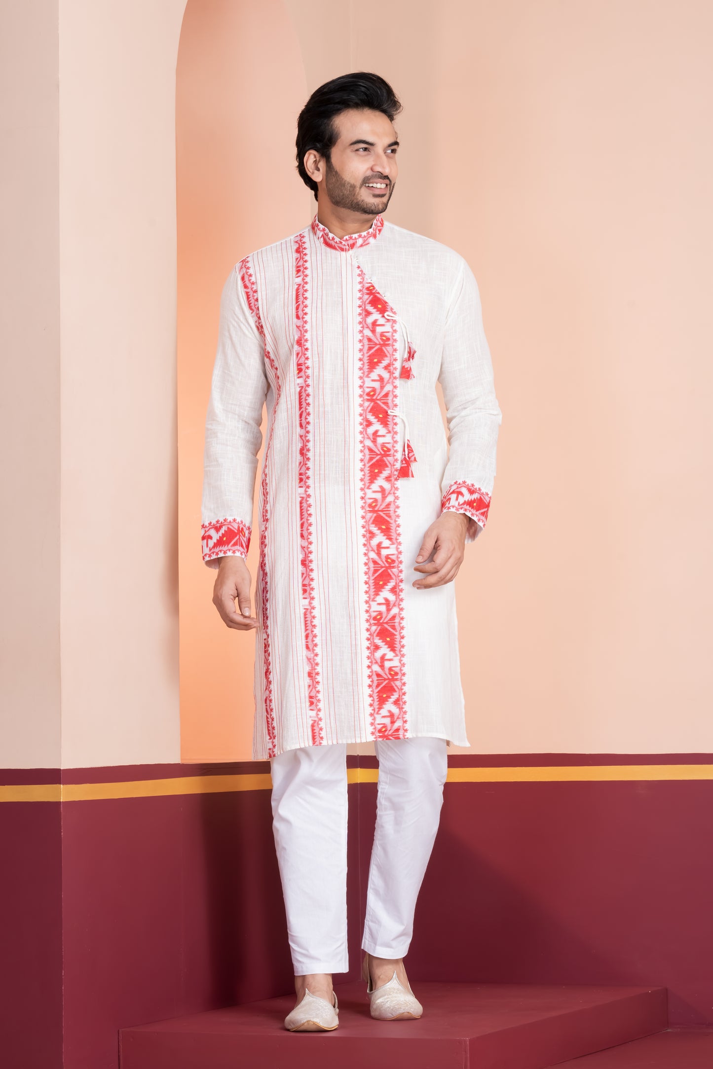 Cotton Jamdani Side Neck