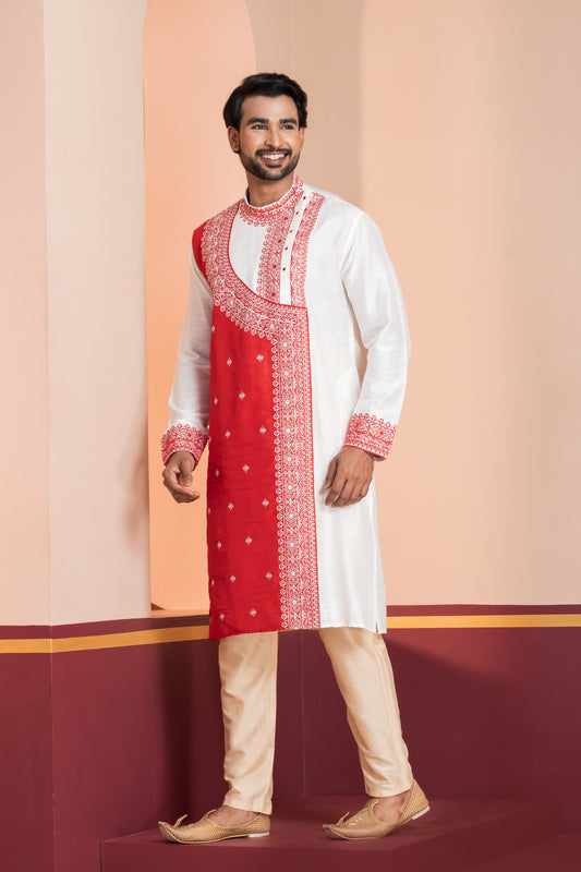 Raw Silk Side Neck Joint Panel (White)