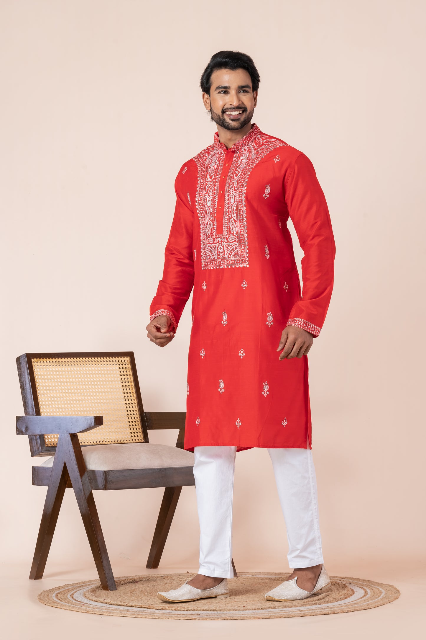 Raw Silk Neck Embroidery