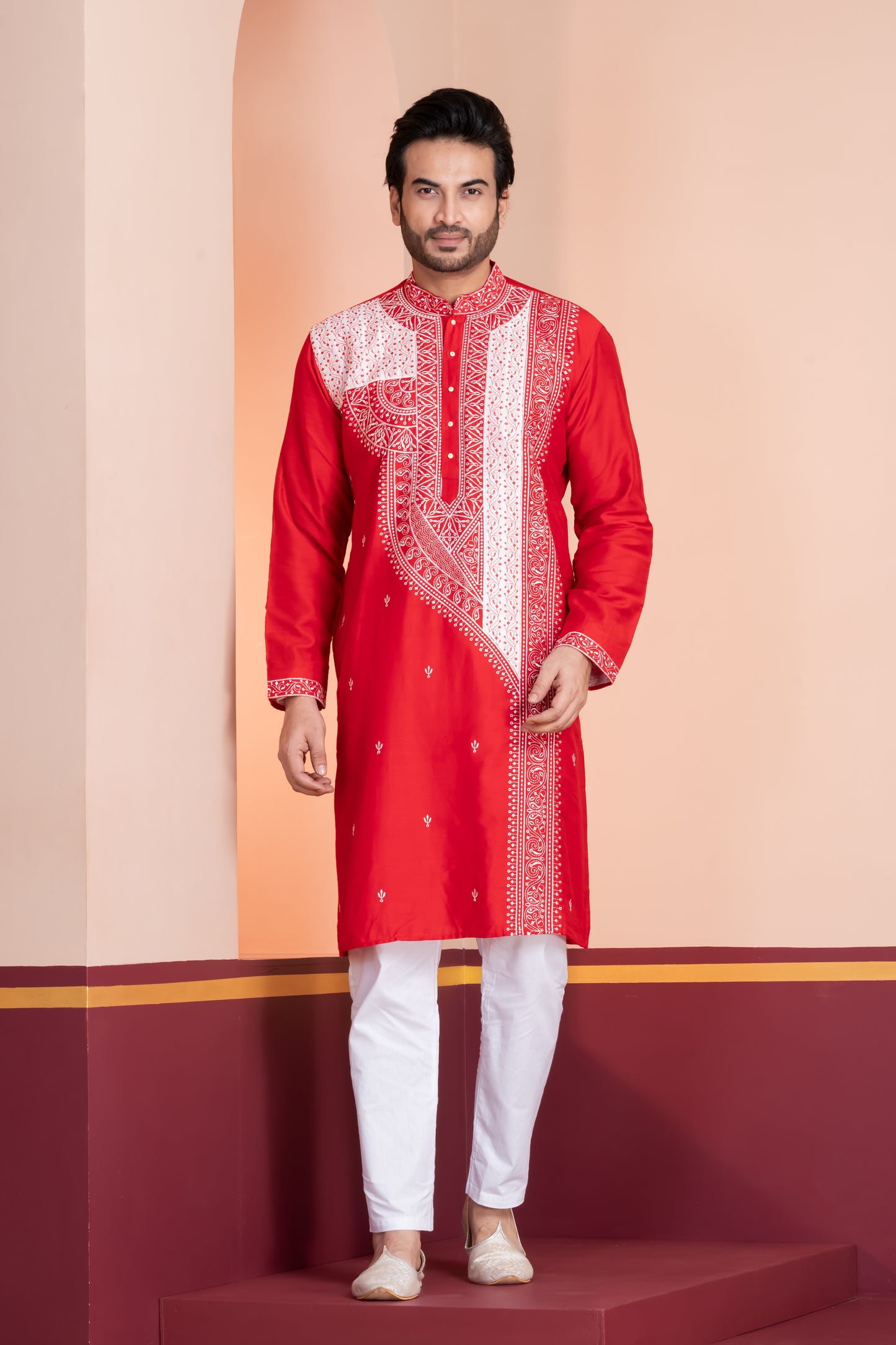 Title Raw Silk, Side Panel (Red)