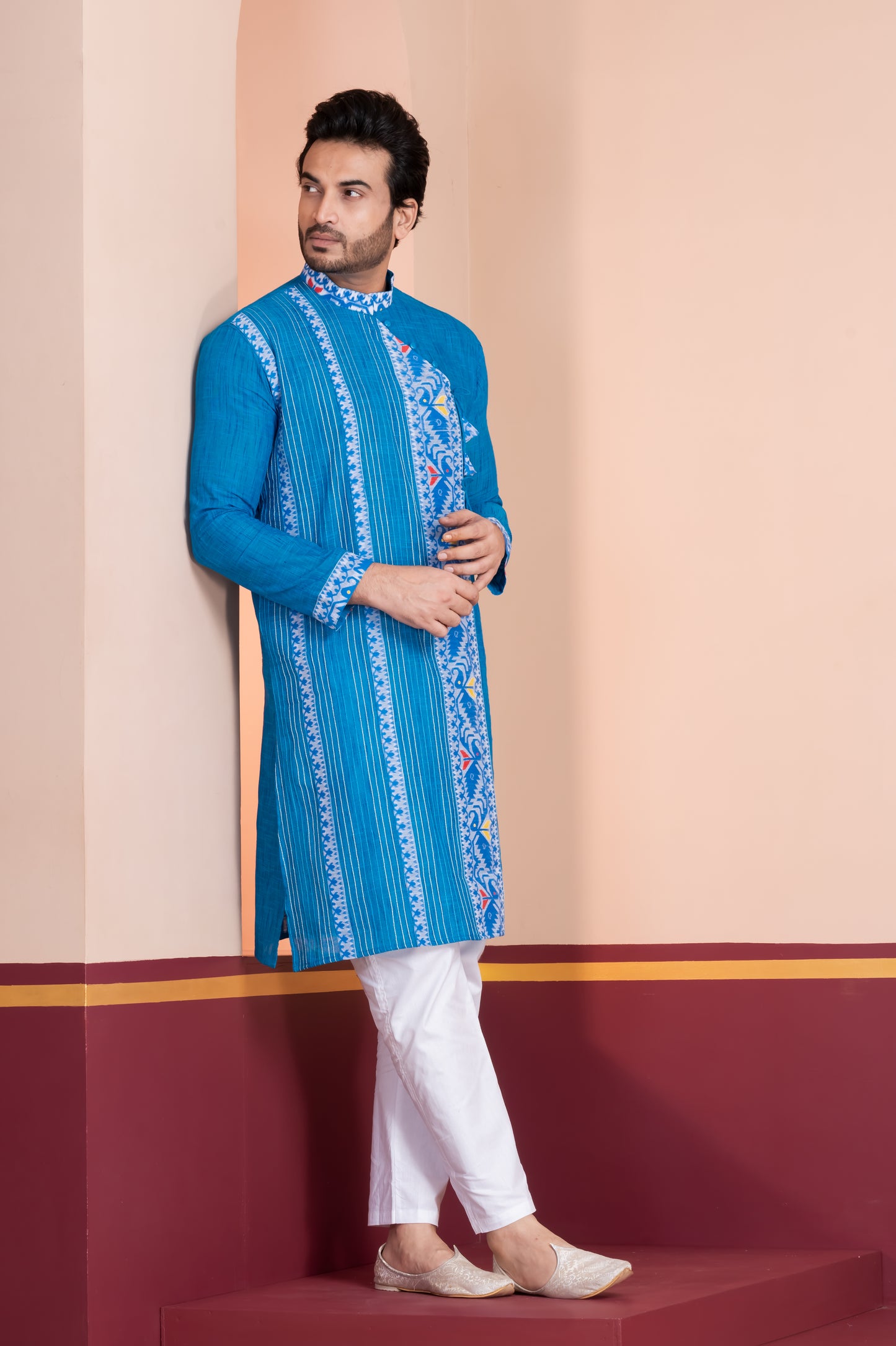 Cotton Jamdani Side Neck