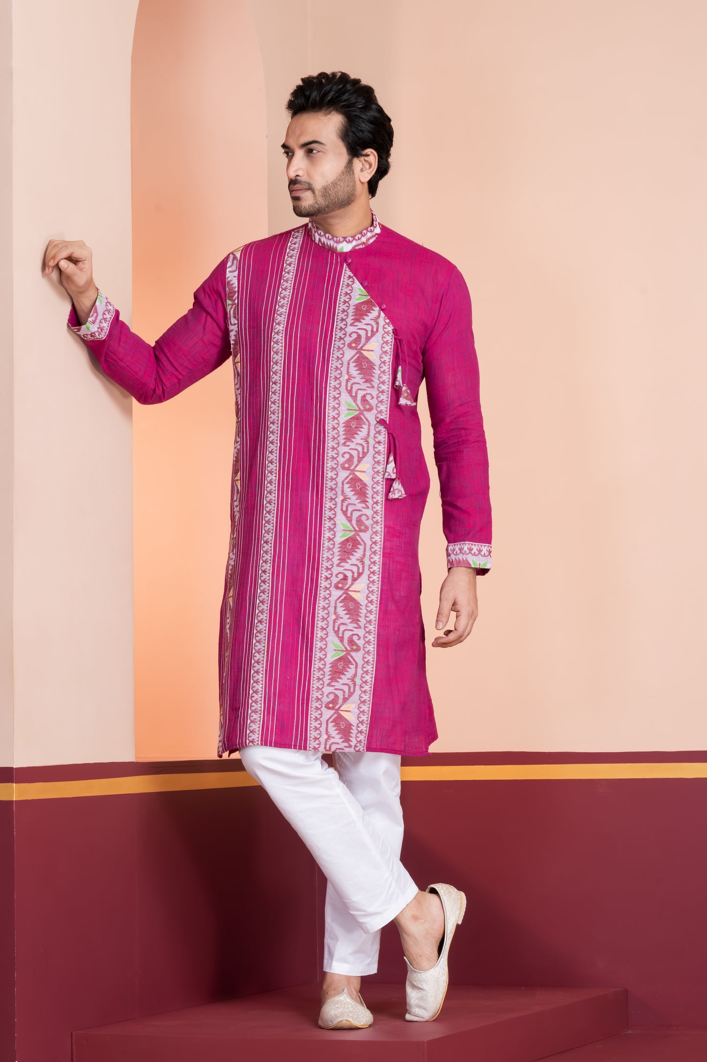 Cotton Jamdani Side Neck