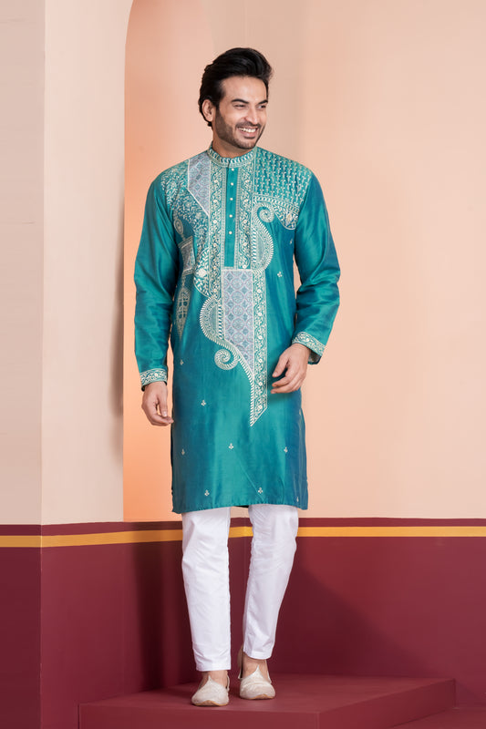 Raw Silk Embroidery (Navy)